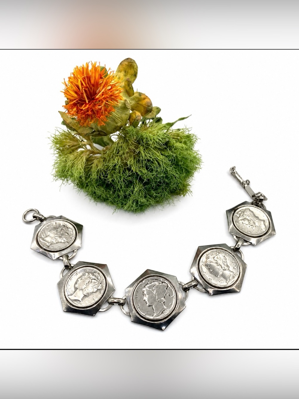 Liberty Head Mercury Dime Silver Coin Link Bracelet